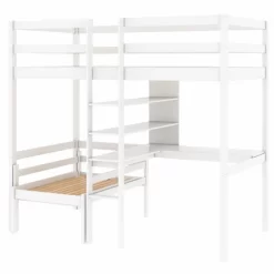 Convertible Loft Bed With L Shaped Desk, Shelf And Ladder, White - ModernLuxe -Child Furniture Store GUEST f1daeda8 e6df 41f9 b8ae 2e1994c5084e