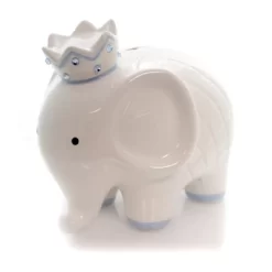Bank White/Blue Coco Elephant Bank - One Bank 7.75 Inches - Baby Hand Painted - 3781Bl - Ceramic - Off-White
