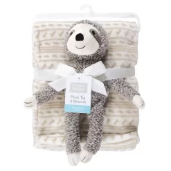 Hudson Baby Infant Plush Blanket With Toy, Sloth, One Size