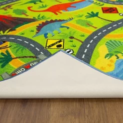 KC CUBS Boy & Girl Kids Dinosaur Dino Car Vehicle Traffic Road Educational Learning & Game Play Nursery Bedroom Classroom Rug Carpet -Child Furniture Store GUEST f4550659 1349 49f8 9447 b244a57c93a7