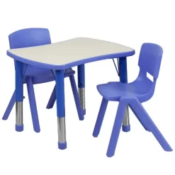 Flash Furniture 21.875"W X 26.625"L Rectangular Plastic Height Adjustable Activity Table Set With 2 Chairs -Child Furniture Store GUEST f5c56560 2622 4040 bc8e 7ce9828ad495
