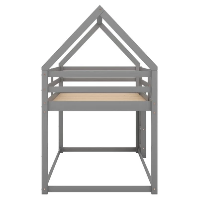 Twin Over Twin House Shaped Bunk Bed With Ladder And Guardrail-ModernLuxe 10 Twin Over Twin House Shaped Bunk Bed With Ladder And Guardrail-ModernLuxe - Image 8