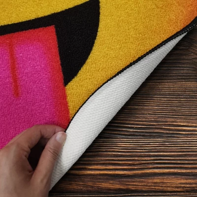 Deerlux Emoji Style Round Funny Smiley Face Kids Area Rug, Happy Emoji Rug 6 Deerlux Emoji Style Round Funny Smiley Face Kids Area Rug, Happy Emoji Rug - Image 4