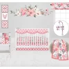 Bacati - Watercolor Floral Coral Gray 10 Pc Girls Crib Bedding Set With Long Rail Guard Cover -Child Furniture Store GUEST fe94efe7 abc5 44bd 96d4 a95d892d298d